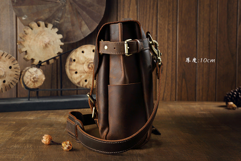 Men's Shoulder Bag Cambridge Bag Handmade Genuine Cowhide Leather Retro Handbag Unique Men's Crossbody Bag Messenger Bag