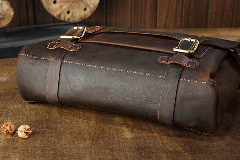 Men's Shoulder Bag Cambridge Bag Handmade Genuine Cowhide Leather Retro Handbag Unique Men's Crossbody Bag Messenger Bag