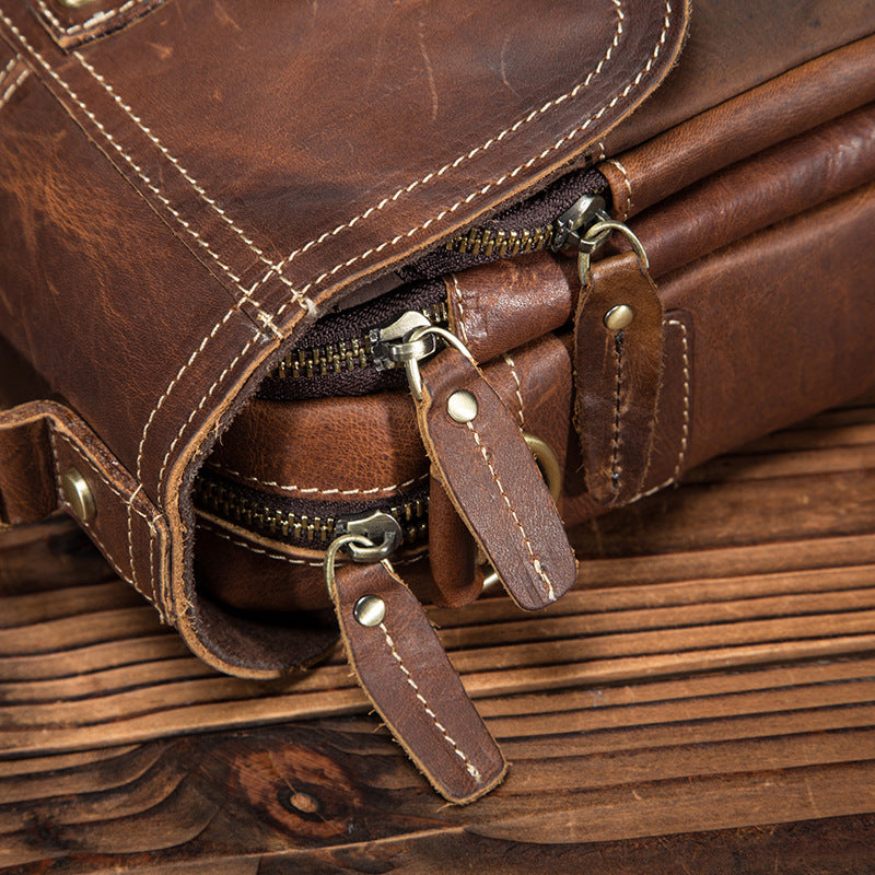Men's Shoulder Bag Cowhide Genuine Leather Retro Outdoor Travel Crossbody Bag for Men