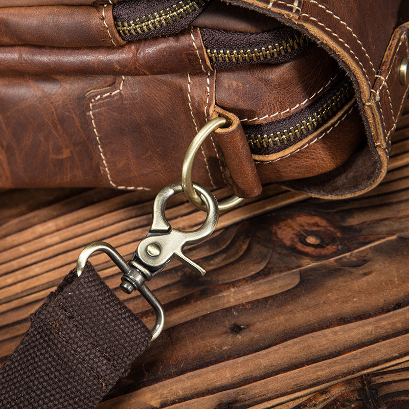 Men's Shoulder Bag Cowhide Genuine Leather Retro Outdoor Travel Crossbody Bag for Men