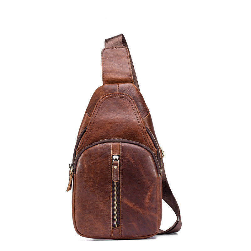 Men's bust bag Genuine cowhide leather retro outdoor multifunctional crossbody bag for men