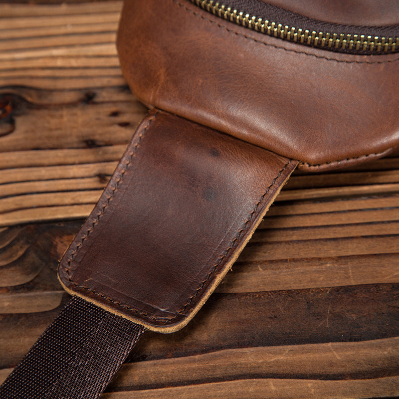 Men's bust bag Genuine cowhide leather retro outdoor versatile crossbody bag for men
