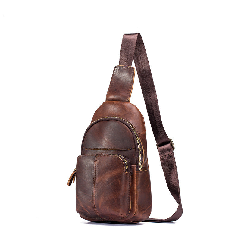 Men's bust bag Genuine cowhide leather retro outdoor versatile crossbody bag for men