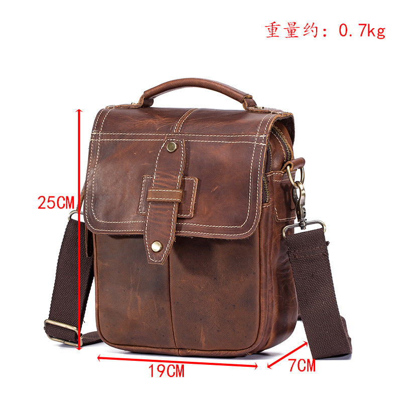 Men's Shoulder Bag Cowhide Genuine Leather Retro Outdoor Travel Crossbody Bag for Men