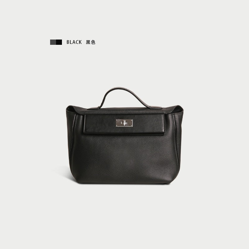 Women's handbag cowhide kelly bag genuine leather shoulder bag large capacity commuting OL handbag.bag