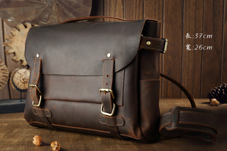 Men's Shoulder Bag Cambridge Bag Handmade Genuine Cowhide Leather Retro Handbag Unique Men's Crossbody Bag Messenger Bag