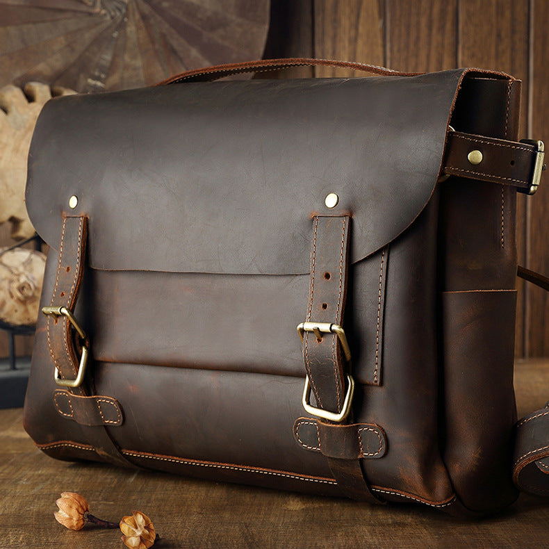 Men's Shoulder Bag Cambridge Bag Handmade Genuine Cowhide Leather Retro Handbag Unique Men's Crossbody Bag Messenger Bag