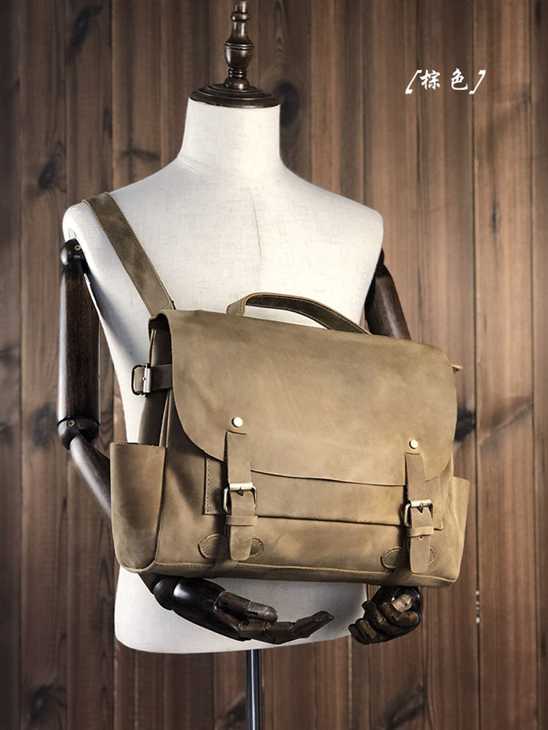 Men's Shoulder Bag Cambridge Bag Handmade Genuine Cowhide Leather Retro Handbag Unique Men's Crossbody Bag Messenger Bag