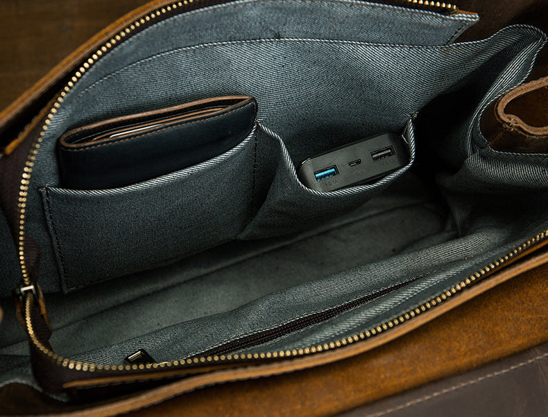 Men's Shoulder Bag Cambridge Bag Handmade Genuine Cowhide Leather Retro Handbag Unique Men's Crossbody Bag Messenger Bag
