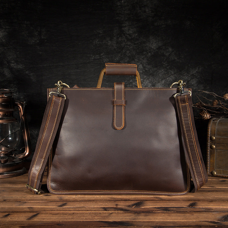 Men's Briefcase Business Handbag Cowhide Genuine Leather Retro Men Computer Bag