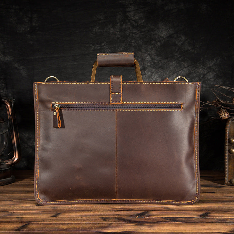 Men's Briefcase Business Handbag Cowhide Genuine Leather Retro Men Computer Bag