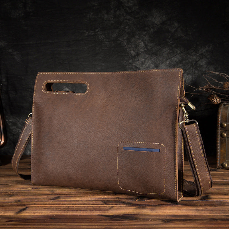 Men's briefcase genuine cowhide leather retro business men's computer bag
