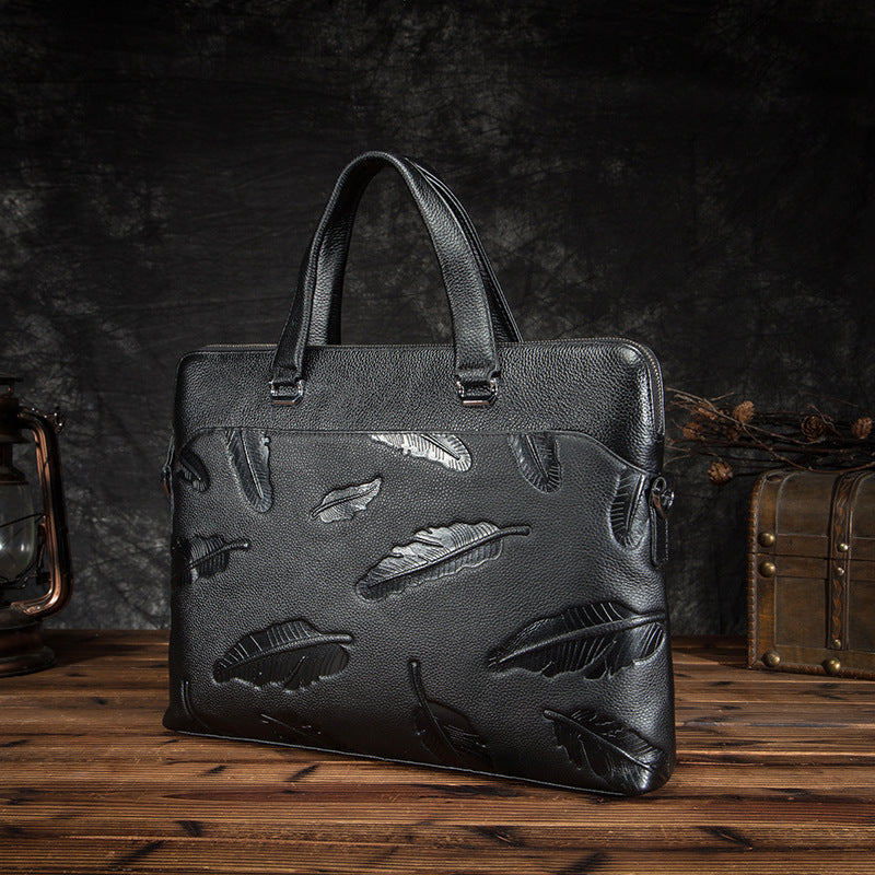 Men's briefcase genuine cowhide leather business computer bag men's handbag