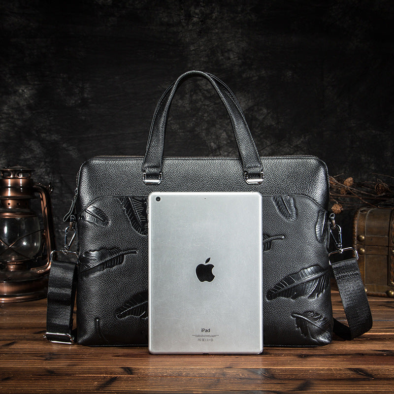 Men's briefcase genuine cowhide leather business computer bag men's handbag