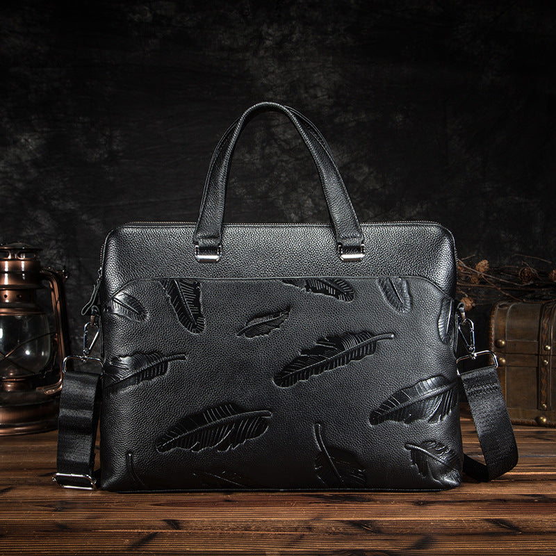 Men's briefcase genuine cowhide leather business computer bag men's handbag
