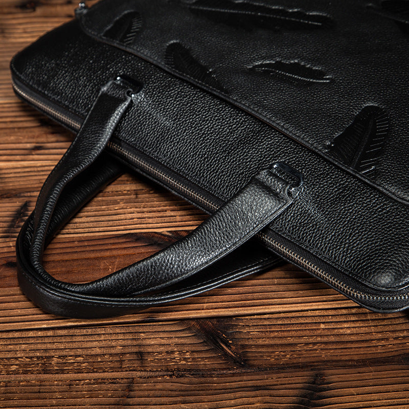 Men's briefcase genuine cowhide leather business computer bag men's handbag