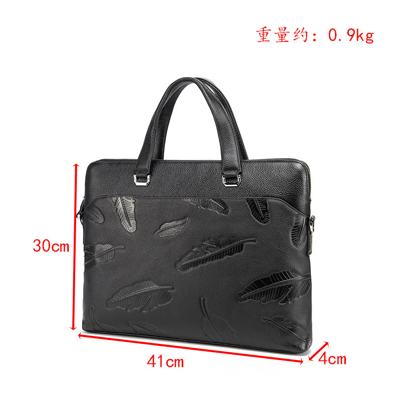 Men's briefcase genuine cowhide leather business computer bag men's handbag