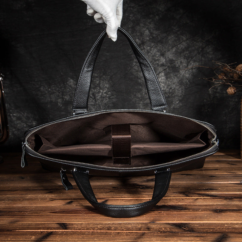 Men's briefcase genuine cowhide leather business computer bag men's handbag