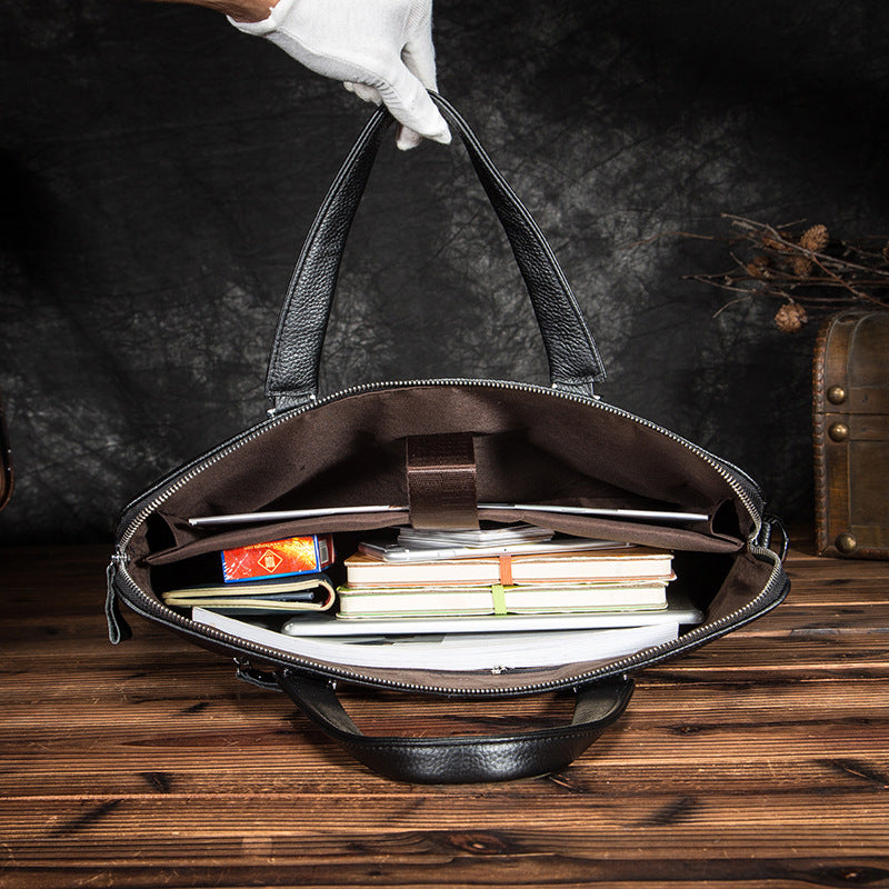 Men's briefcase genuine cowhide leather business computer bag men's handbag