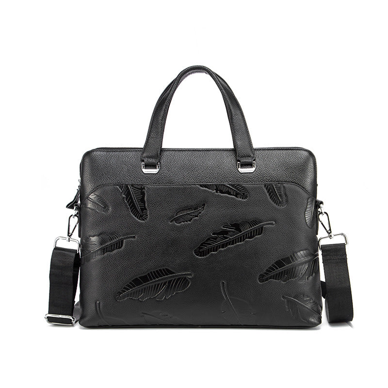 Men's briefcase genuine cowhide leather business computer bag men's handbag