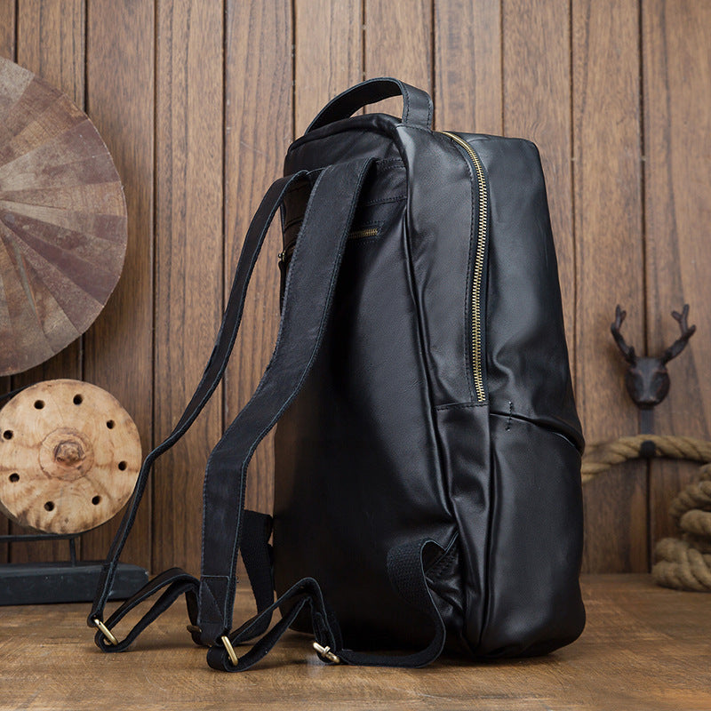 Men's backpack handmade cowhide genuine leather simple casual fashion travel bag