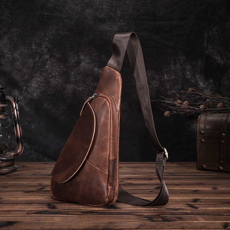 Men's Bust Bag Genuine Cowhide Leather Retro Outdoor Travel Versatile Men's Crossbody Bag