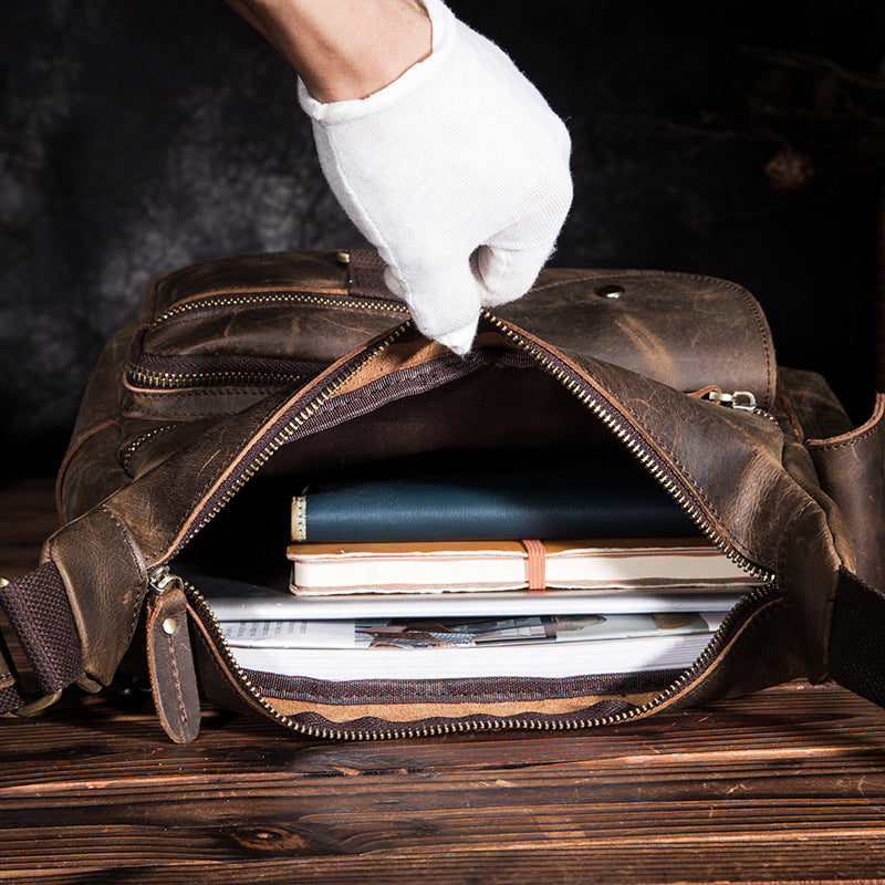 Men's shoulder bag Genuine cowhide leather crossbody bag for men