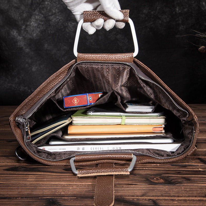 Men's Handbag Genuine Cowhide Business Briefcase Computer Bag for Men