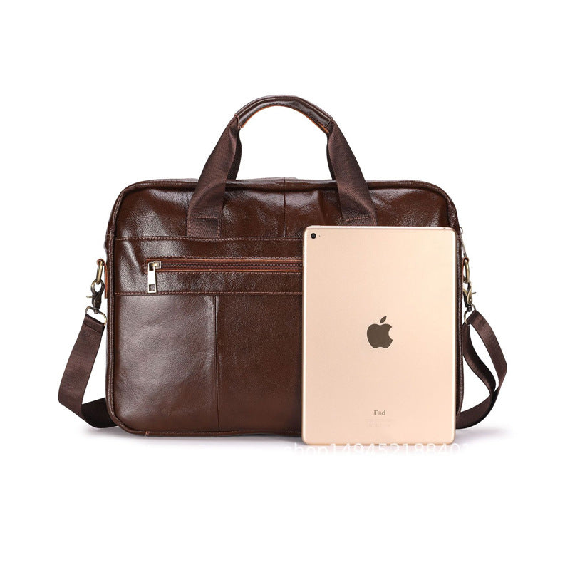 Men's Briefcase Handbag Genuine Cowhide Leather Business Fashion Men's Crossbody Bag Shoulder Bag