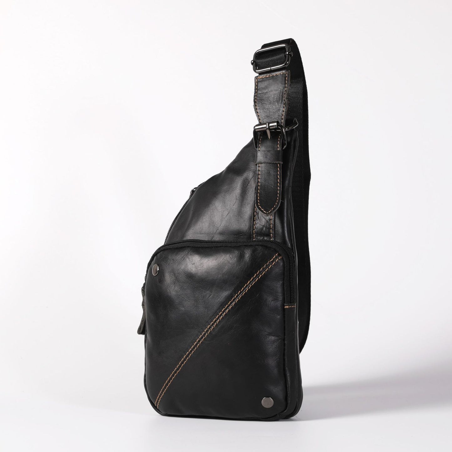 Men's Bust Bag Cowhide Sports Crossbody Bag Men's Shoulder Bag