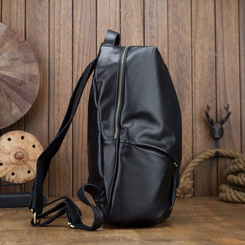 Men's backpack handmade cowhide genuine leather simple casual fashion travel bag