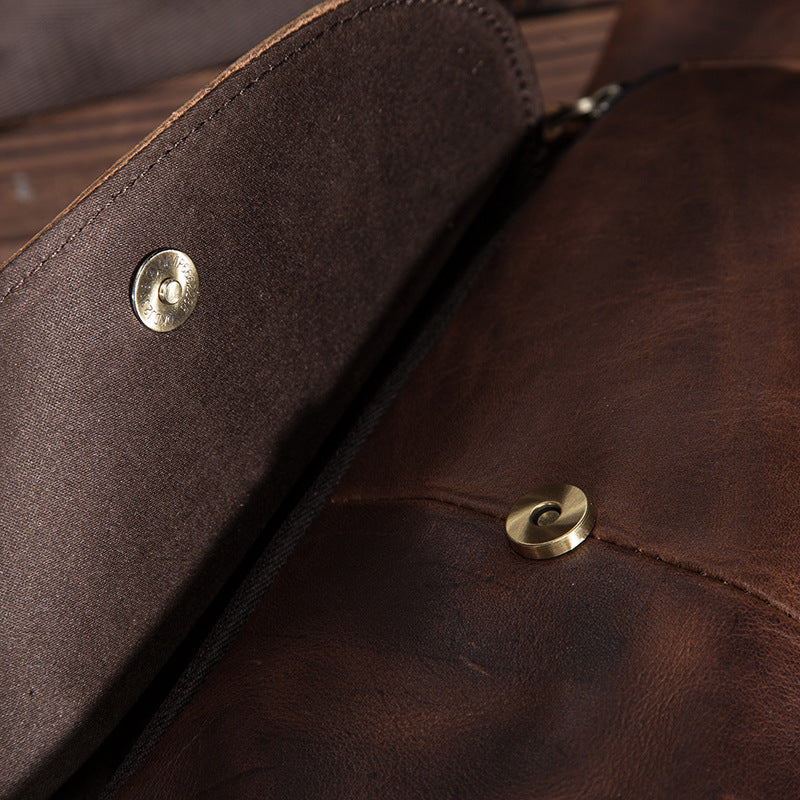 Men's Bust Bag Genuine Cowhide Leather Retro Outdoor Travel Versatile Men's Crossbody Bag
