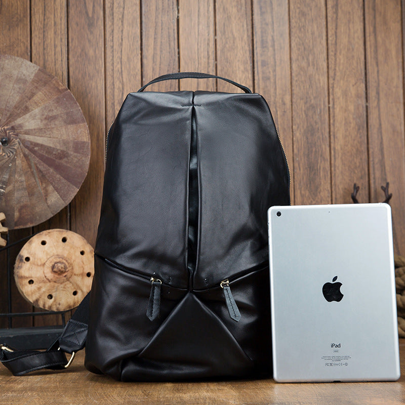 Men's backpack handmade cowhide genuine leather simple casual fashion travel bag
