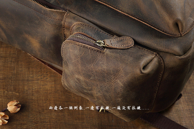 Men's backpack cowhide Crazy Horse original retro casual fashion large capacity luggage bag travel bag