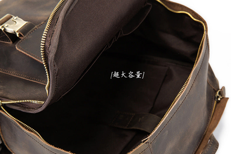 Men's backpack cowhide Crazy Horse original retro casual fashion large capacity luggage bag travel bag