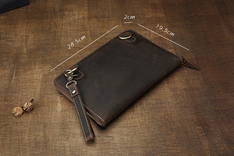Men's Shoulder Bag Fashion Genuine Cowhide Leather Crazy Horse Retro Casual Simple Crossbody Bag