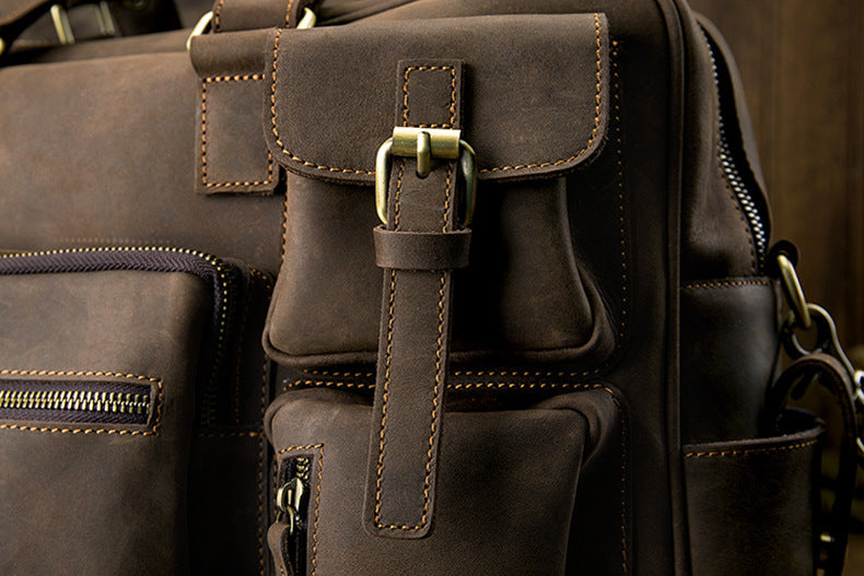 Men's Shoulder Bag Crossbody Bag Handmade Crazy Horse Cowhide Genuine Leather Travel Bag Handbag Bag Men's Handbag