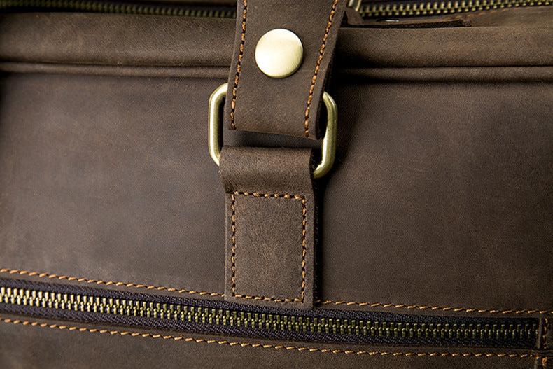 Men's Shoulder Bag Crossbody Bag Handmade Crazy Horse Cowhide Genuine Leather Travel Bag Handbag Bag Men's Handbag