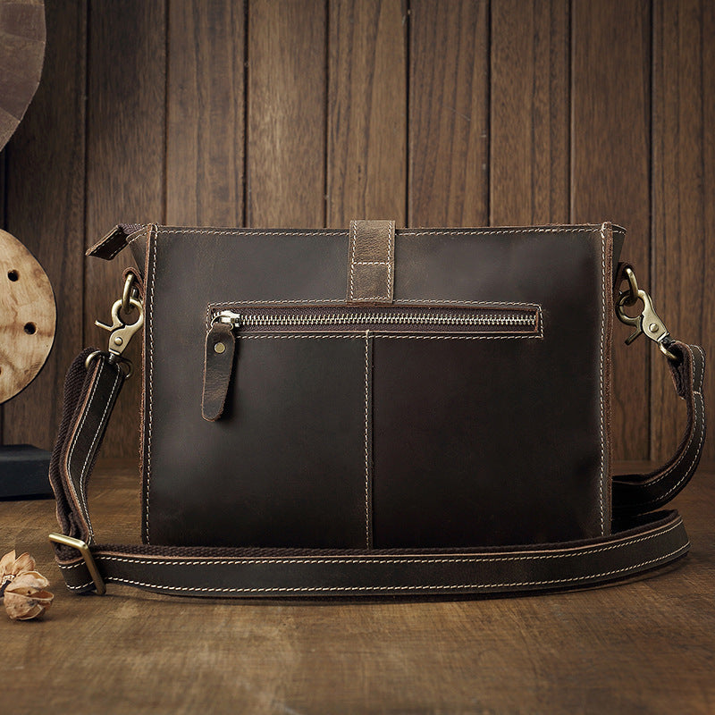 Men's Shoulder Bag Original Handmade Genuine Cowhide Leather Crazy Horse Fashion Simple Men's Crossbody Bag Clutch Bag