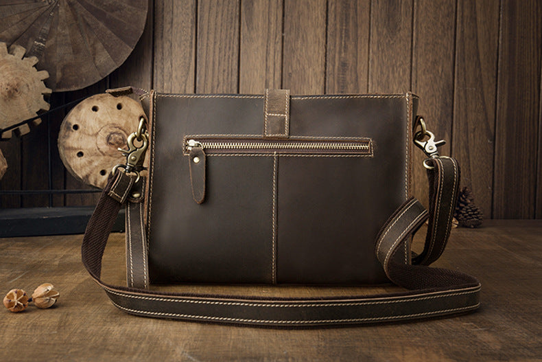 Men's Shoulder Bag Original Handmade Genuine Cowhide Leather Crazy Horse Fashion Simple Men's Crossbody Bag Clutch Bag