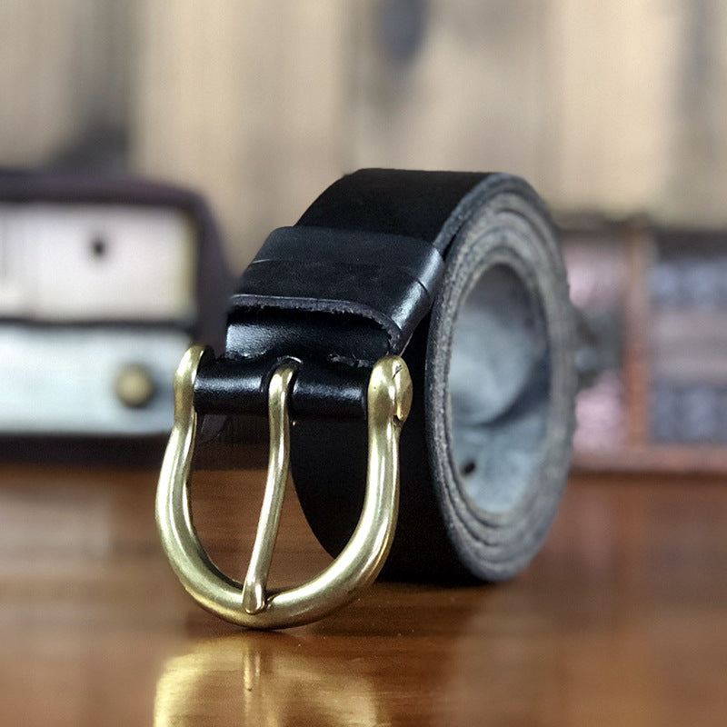 Men's Belt Original Genuine Cowhide Leather Copper Unique Needle Buckle Casual Men's Belt