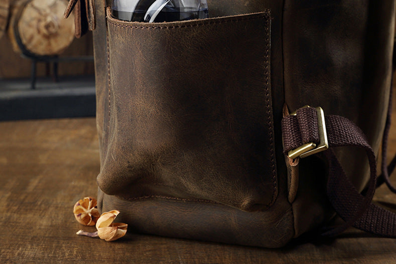 Men's backpack cowhide Crazy Horse original retro casual fashion large capacity luggage bag travel bag