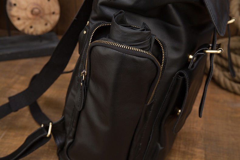 Men's Backpack Handcrafted Genuine Cowhide Leather Large Capacity Retro Crazy Horse Men's Travel Bag Luggage Bag