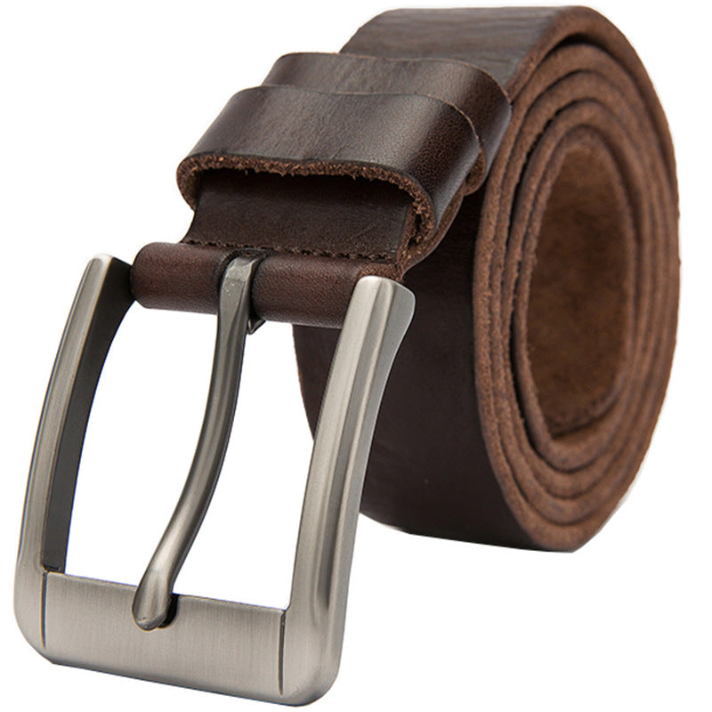 Men's belt handmade original cowhide genuine leather needle buckle simple casual vintage men's belt