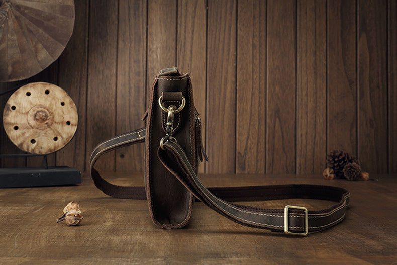 Men's Shoulder Bag Original Handmade Genuine Cowhide Leather Crazy Horse Fashion Simple Men's Crossbody Bag Clutch Bag