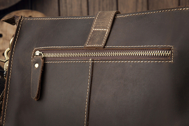 Men's Shoulder Bag Original Handmade Genuine Cowhide Leather Crazy Horse Fashion Simple Men's Crossbody Bag Clutch Bag