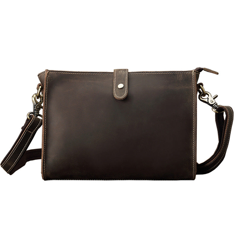 Men's Shoulder Bag Original Handmade Genuine Cowhide Leather Crazy Horse Fashion Simple Men's Crossbody Bag Clutch Bag