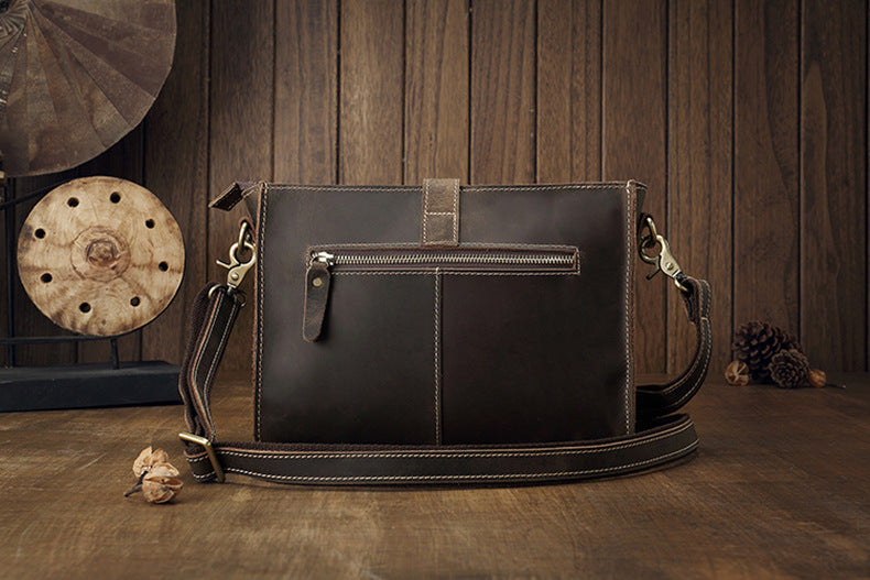 Men's Shoulder Bag Original Handmade Genuine Cowhide Leather Crazy Horse Fashion Simple Men's Crossbody Bag Clutch Bag