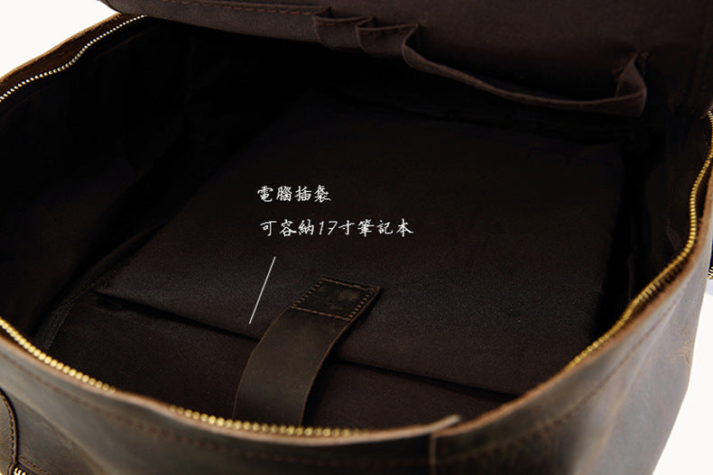 Men's backpack cowhide Crazy Horse original retro casual fashion large capacity luggage bag travel bag