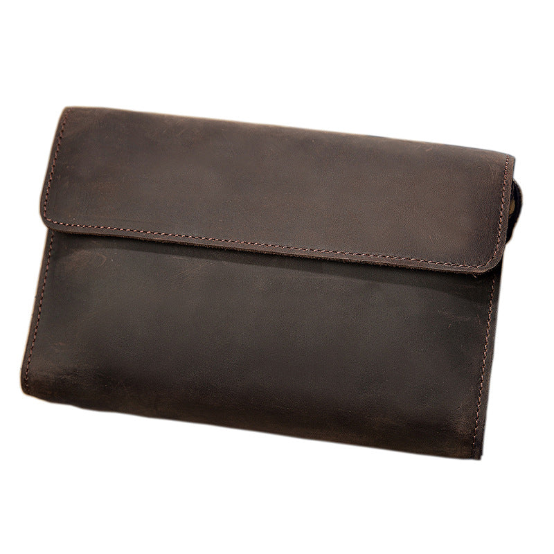 Men's Wallet Genuine Cowhide Leather Handmade Original Crazy Horse Clutch Bag Retro Mobile Phone Bag Men's Wallet